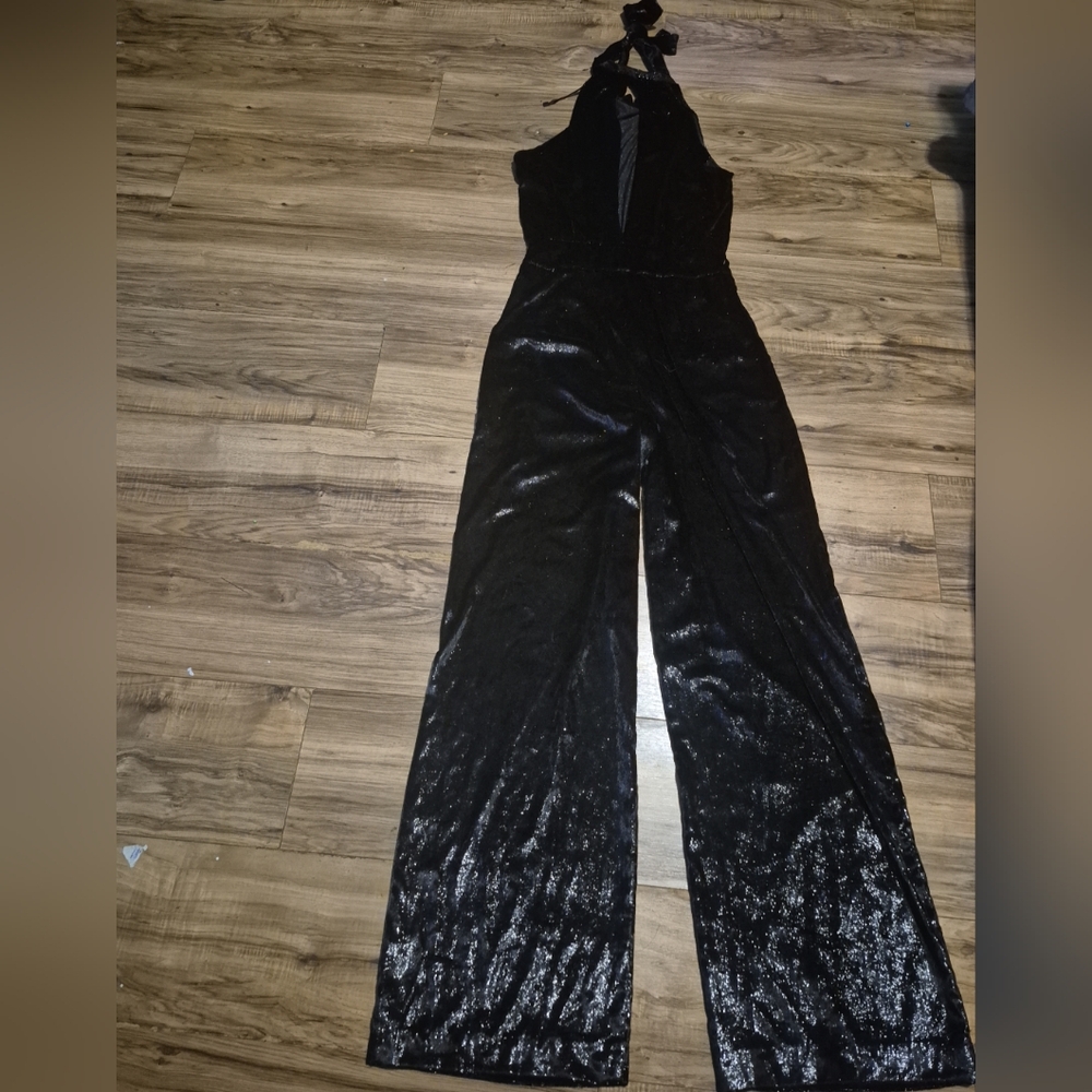 Zara Black Wide-Leg Jumpsuit with High Neckline